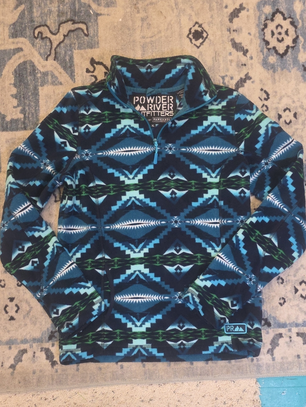 Powder River Outfitters Ladies Aztec Quarter Zip Pullover Size XL